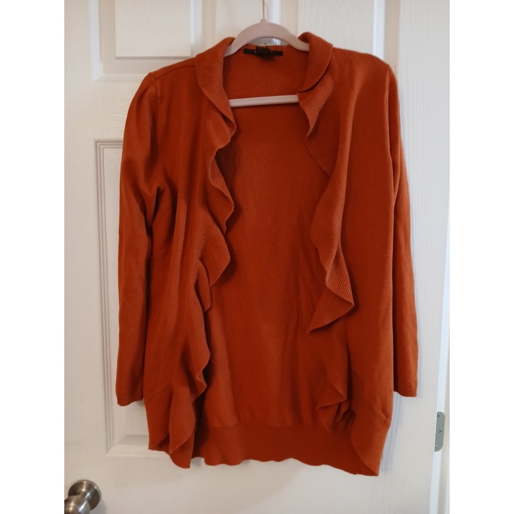 Orange Cardigan Ruffle Front 89th & Madison Size M